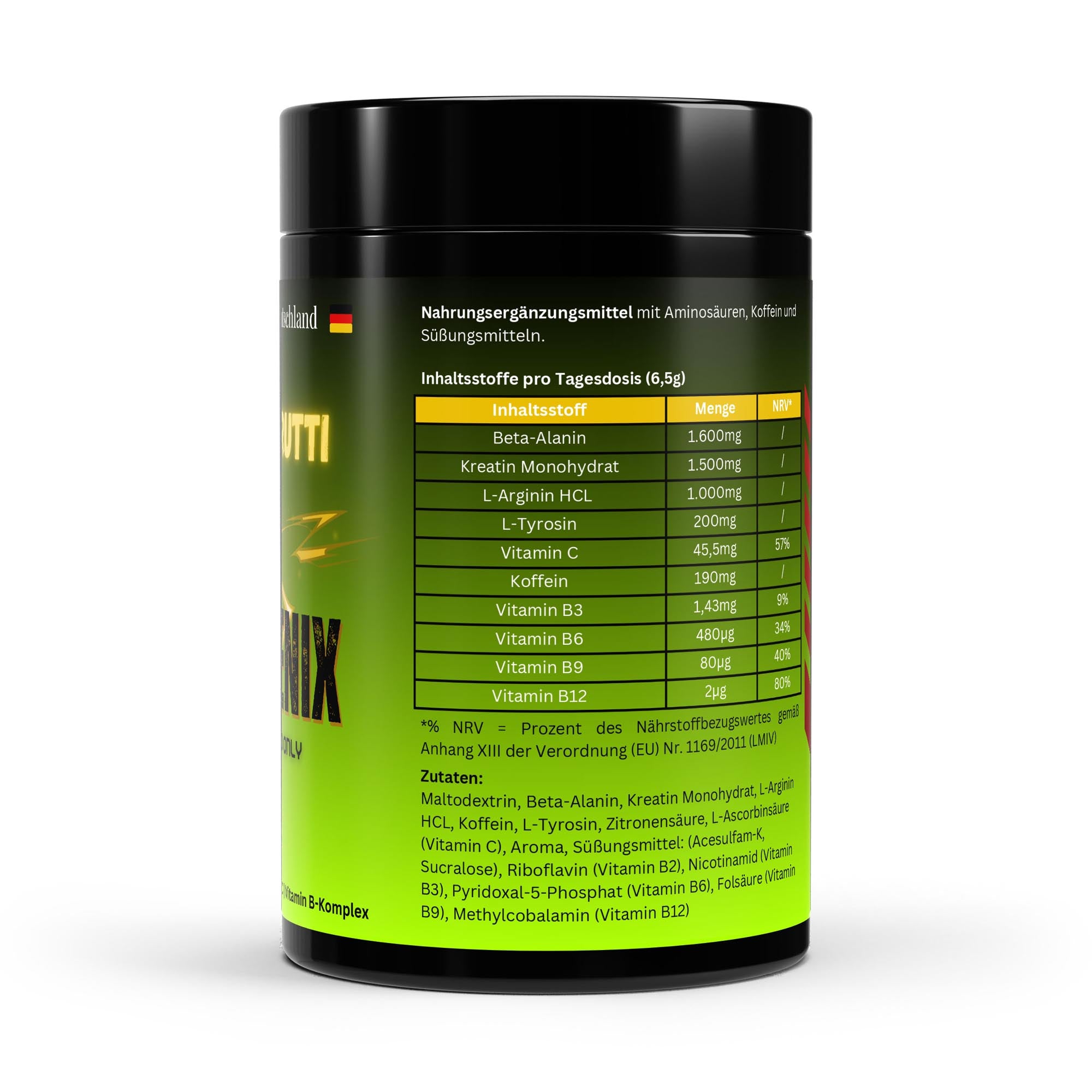 Caligenix Pre Booster mit B6 B9 B12 Nährwerttabelle