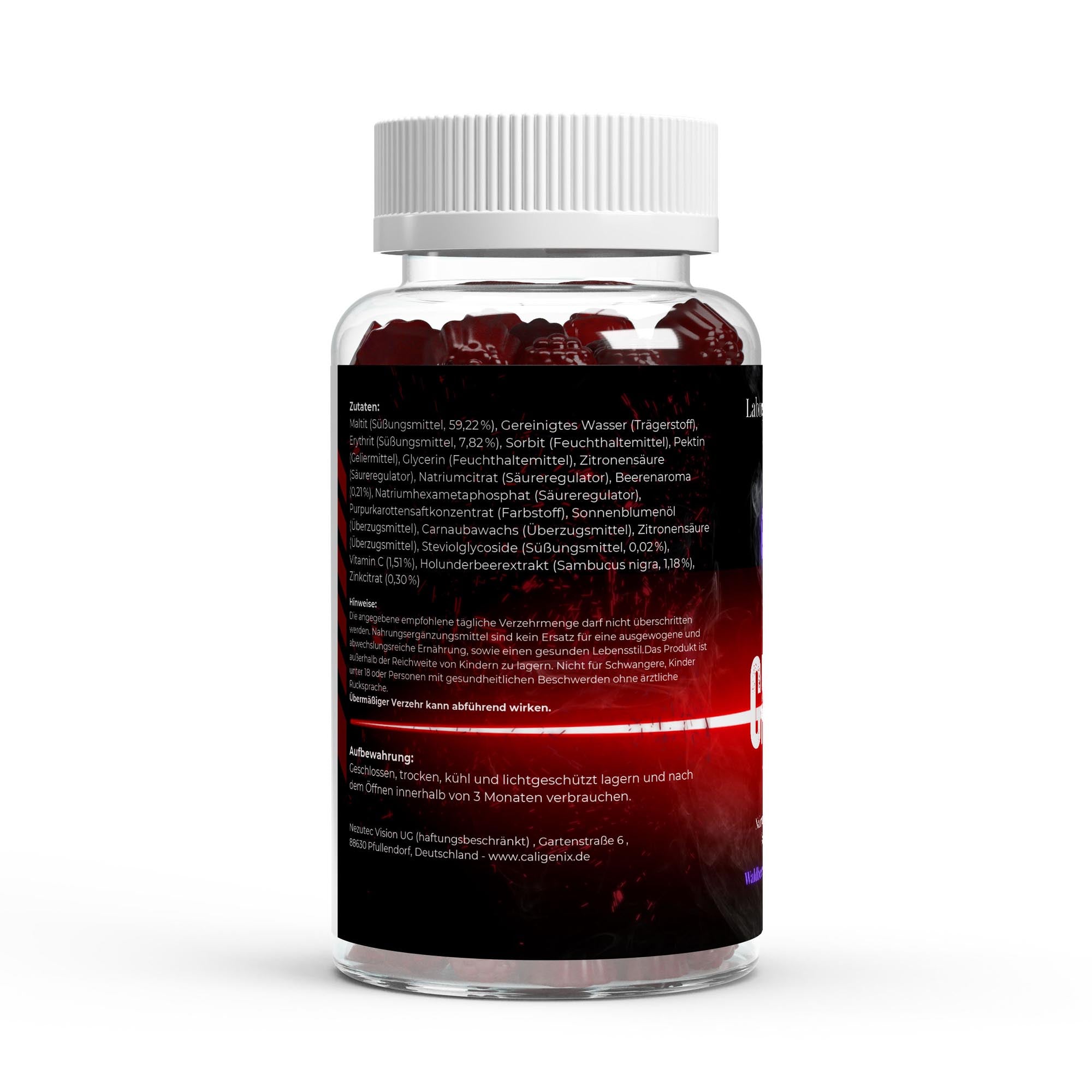 vegane Zutatenliste Caligenix Elderberry Gummies