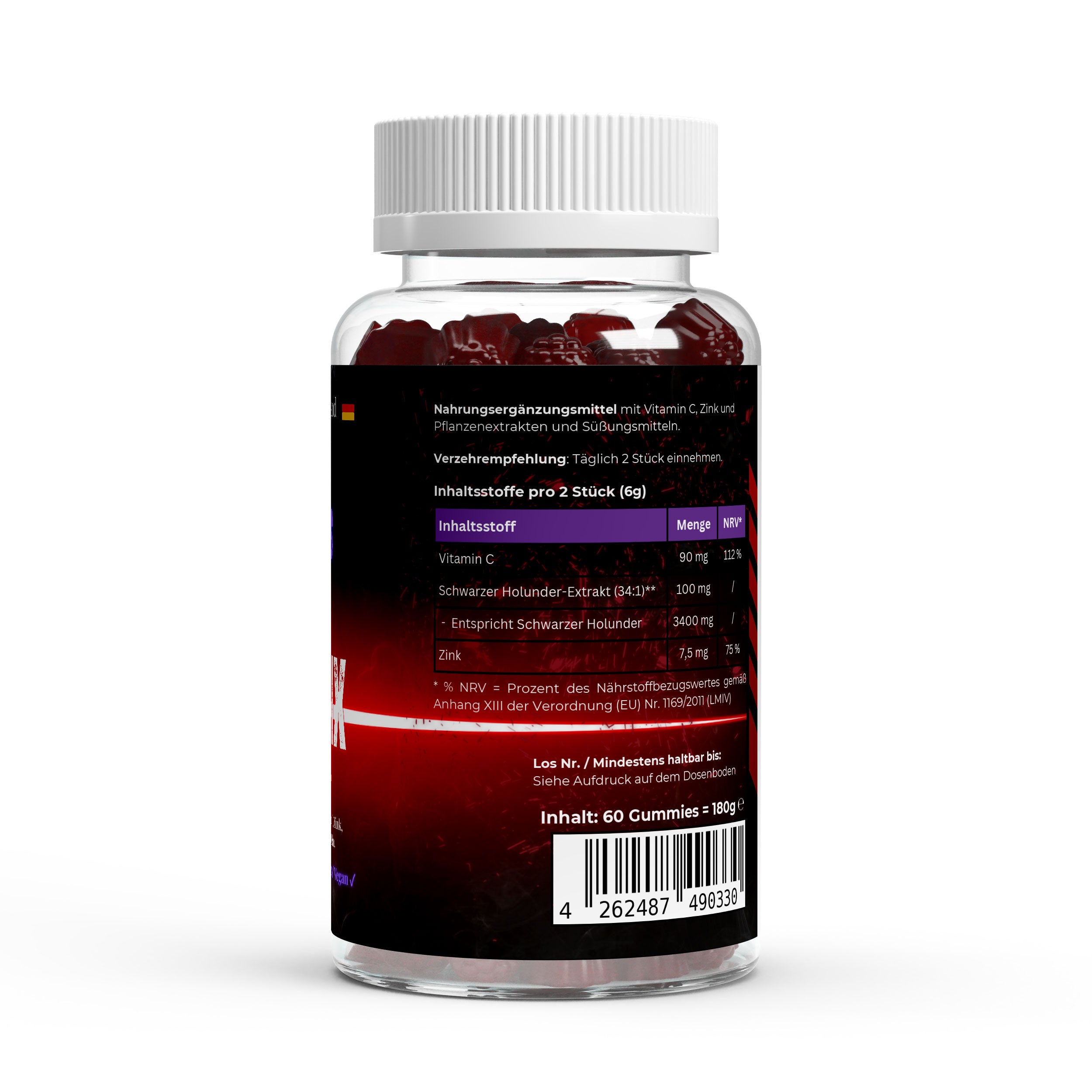 Nährwerttabelle Caligenix Elderberry Gummies vegan