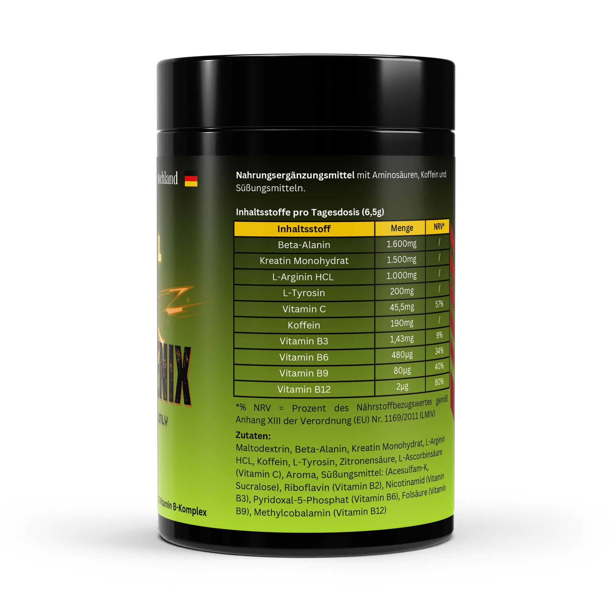 Caligenix Pre Booster Apfel mit B6 B9 B12 Nährwerttabelle
