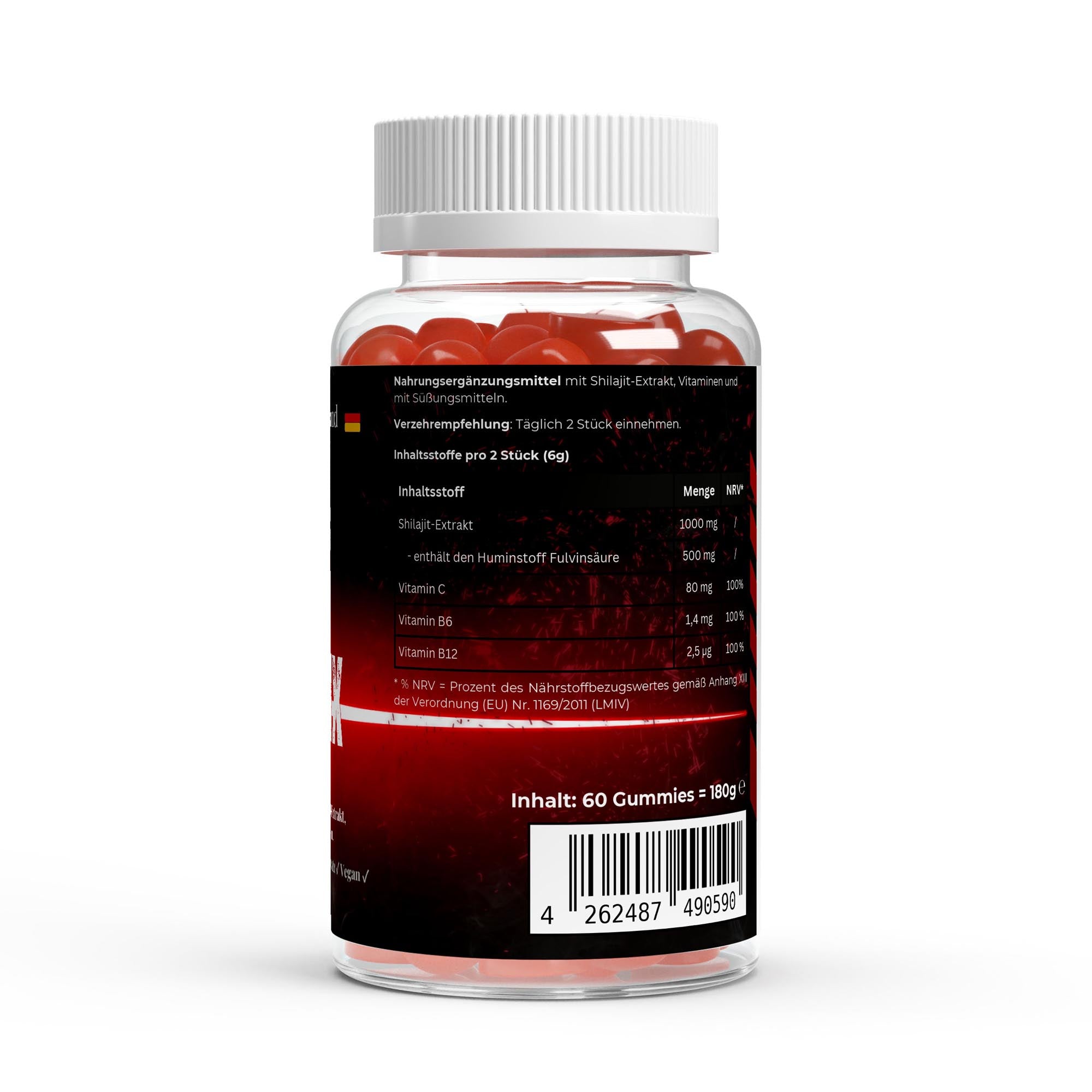 vegane Zutatenliste und Hinweise für Caligenix Shilajit Gummies 
