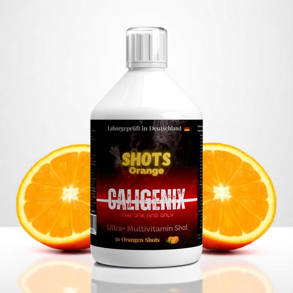 Caligenix Ultra+ Multivitamin Shot - Fresh Orange - 500ml vegan frontalansicht