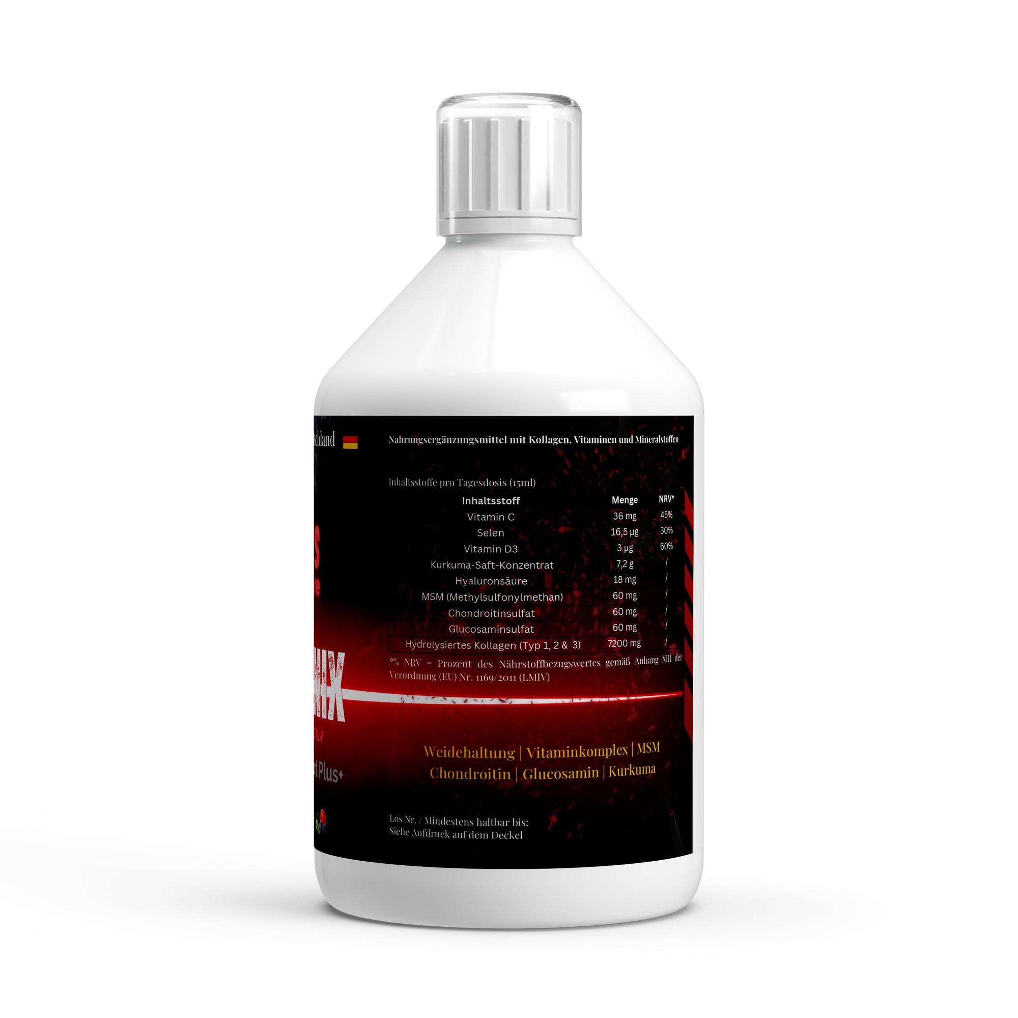 caligenix Kollagen Support PLUS+ Shots - Wild Berry - 500ml Rind Weidehaltung Nährwerttabelle  