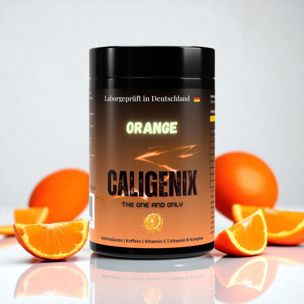 Caligenix Pre Booster orange mit B6 B9 B12 Frontalansicht     