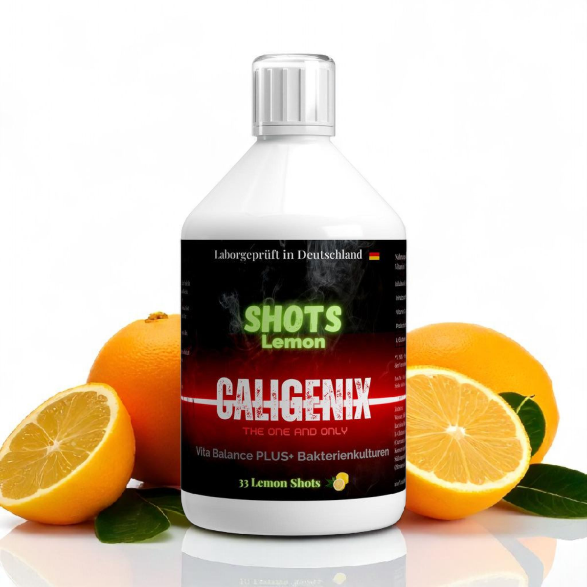 Caligenix Vita Balance PLUS+  Bakterienkulturen Shots - Lemon Frontalansicht vegan